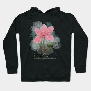 Sketchy Doodle Love Watercolor Flower Hoodie